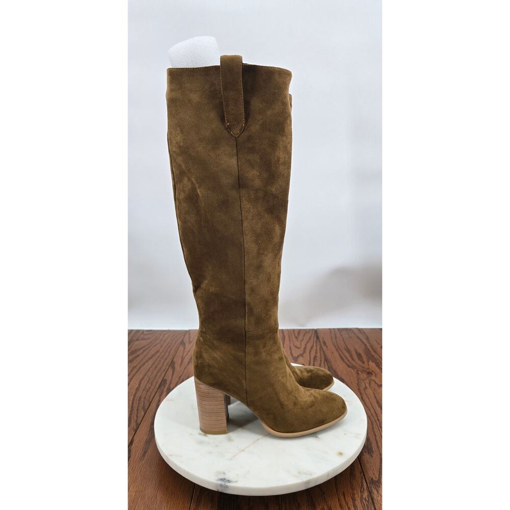 Banana Republic Tall Cognac Suede Mid Heel Boot Coastal Cowgirl Boho western